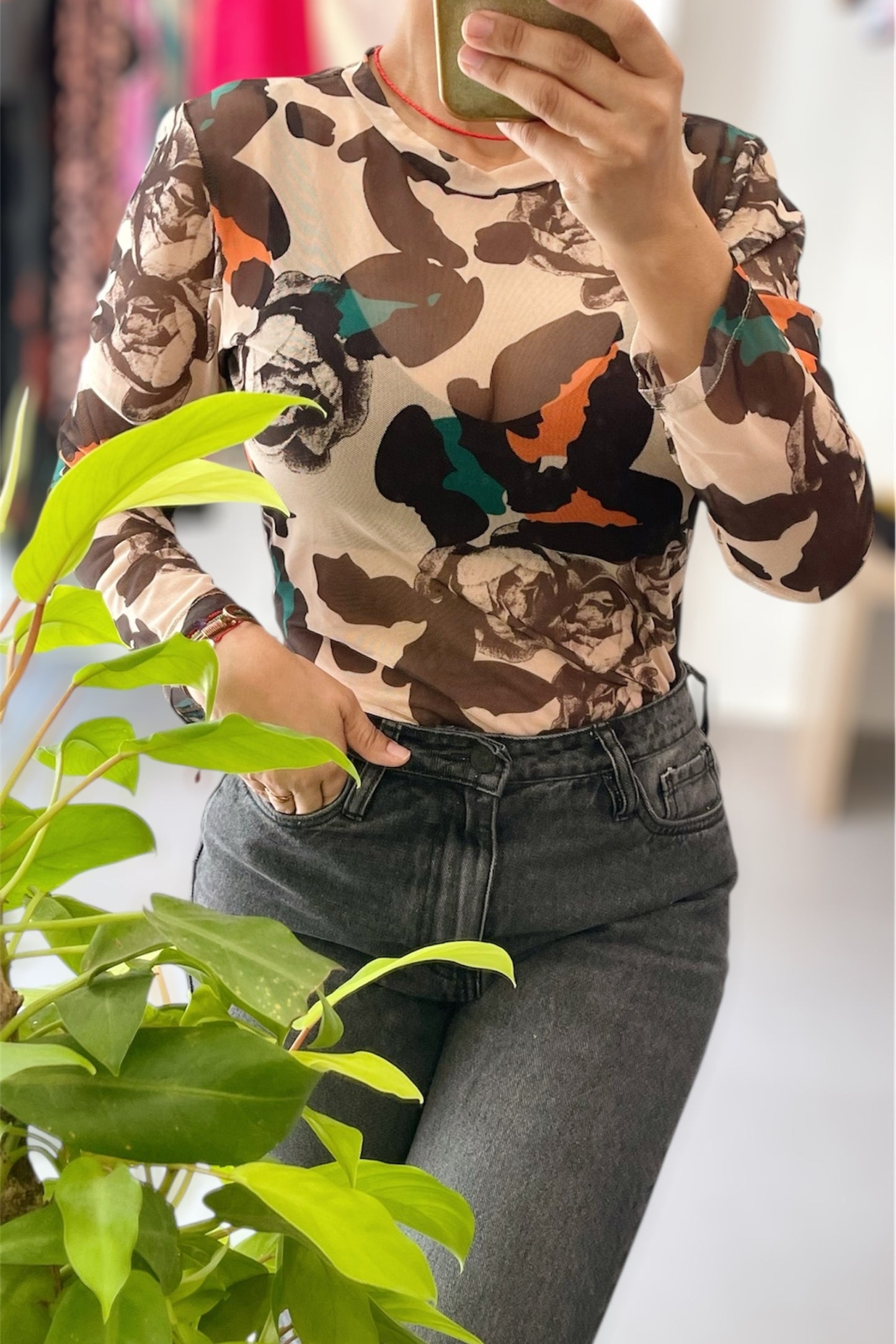 Mesh Blouse Animal Print